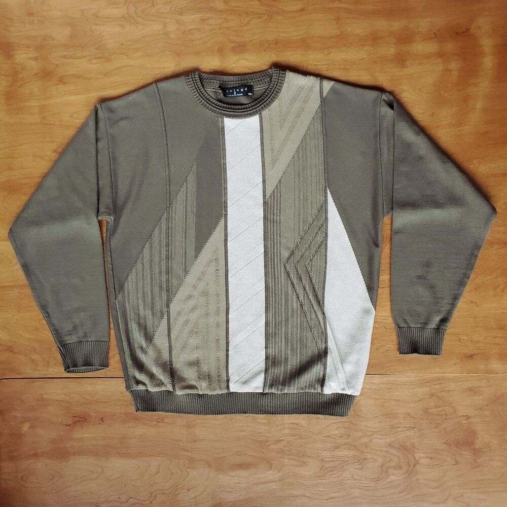 Vintage 90s Crewneck Sweater Mens XL Colorblock Acrylic Protege Collection USA - Picture 7 of 13